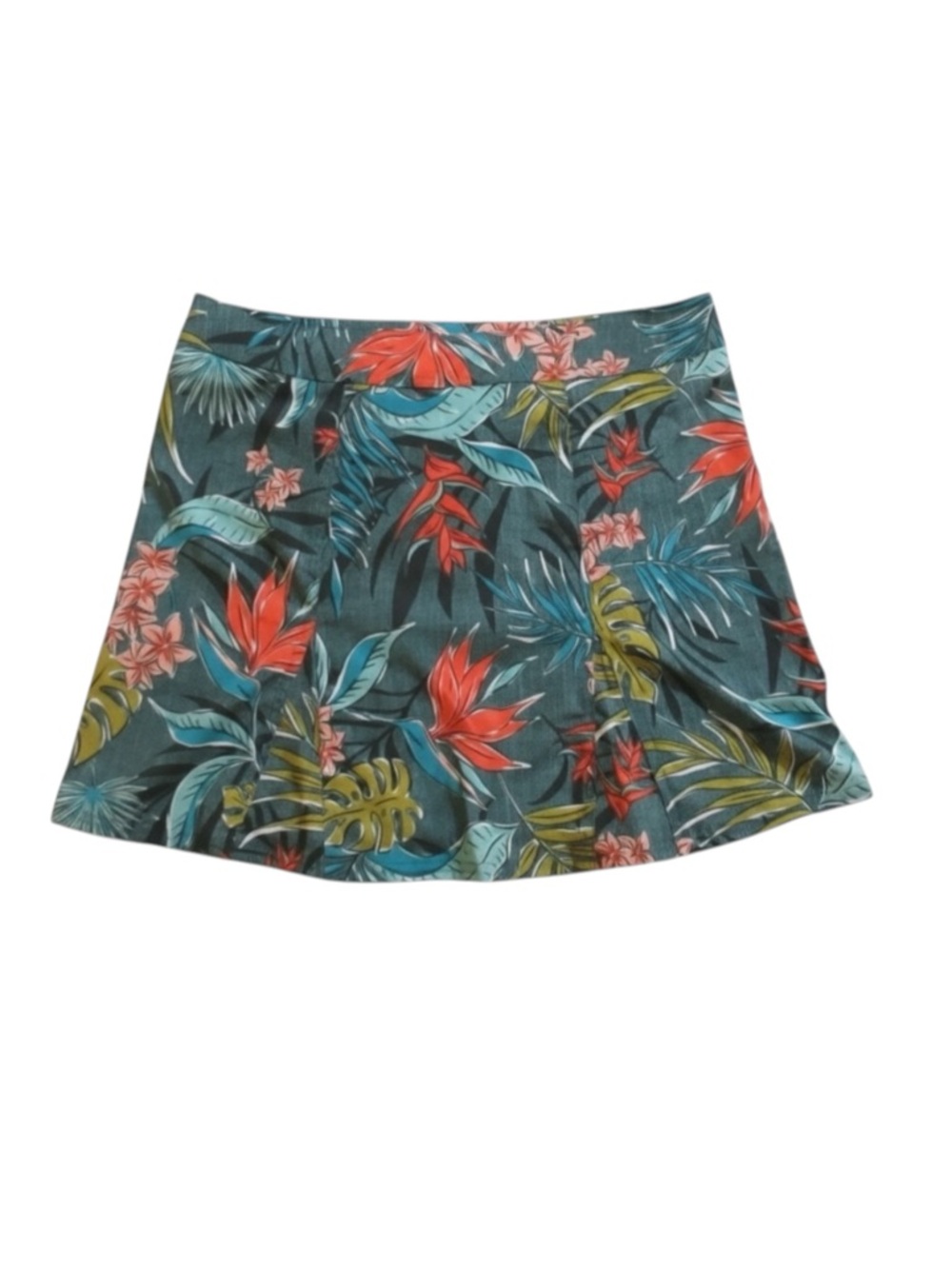 Ripskirt Hawaii Vintage Bali Jungle Mini Skirt Red Green Blue Tropical Size L